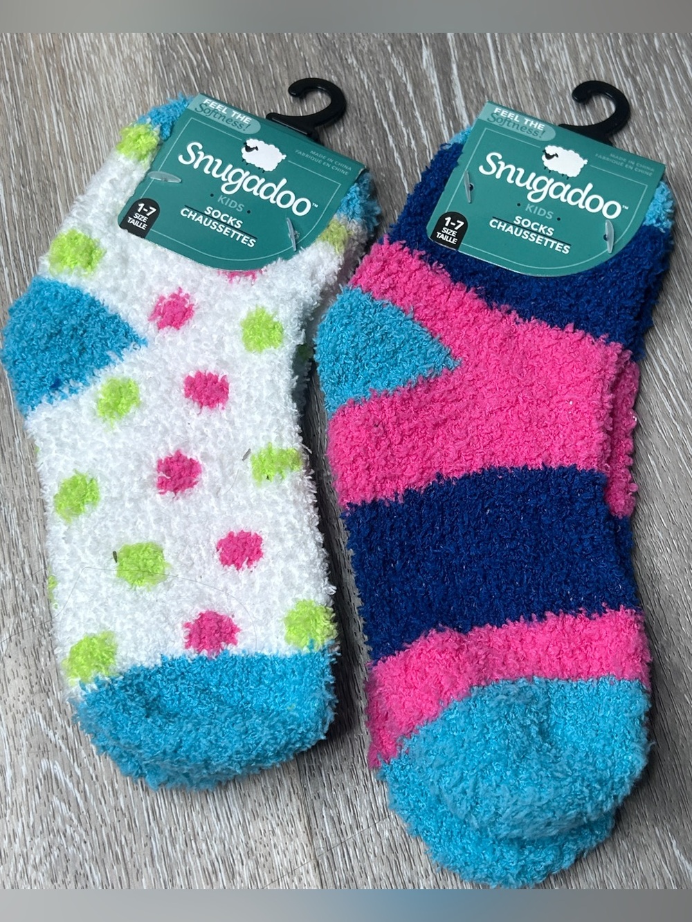 Snugadoo Kids Fuzzy Socks 2-Pack • Plush Cozy Chenille • Polka Dot & Striped •